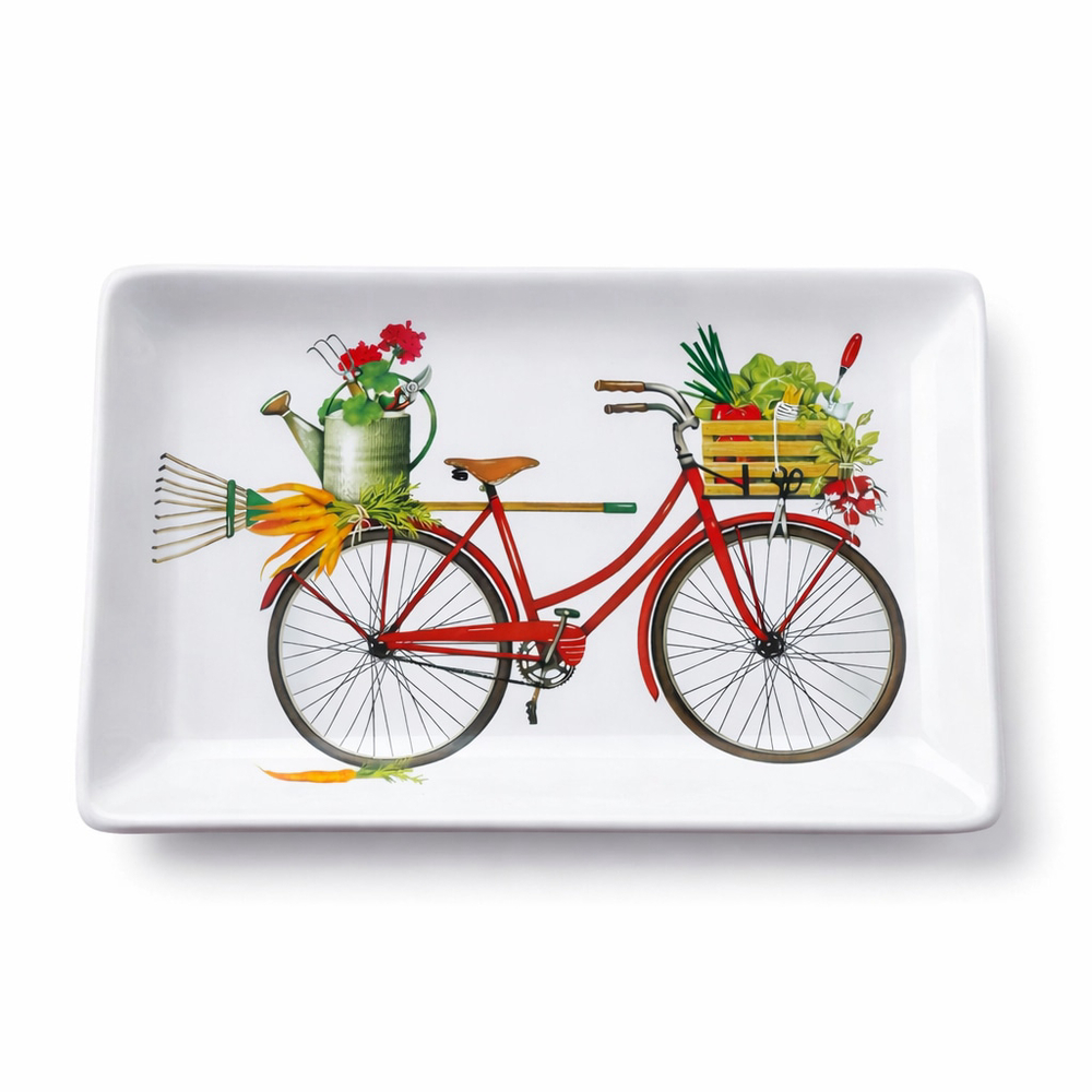 ￼Mary Lake Thompson Bicycle Garden Tray Farmhouse Cottagecore Platter Dec